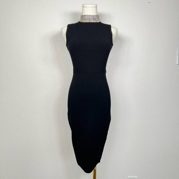 Milly Black Embellished-Collar Sheath Dress - Size S/XS - Picture 1 of 9